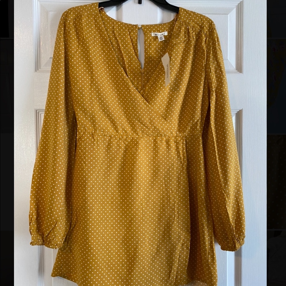 Mustard and white polka dot Romper